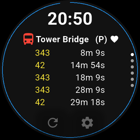 Screenshot of Bus page