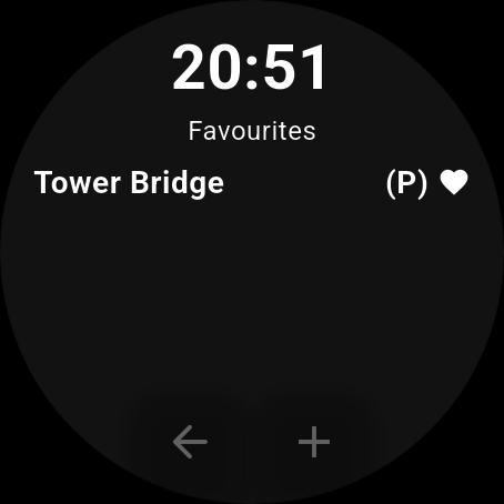 Screenshot of Settings/Favourites page